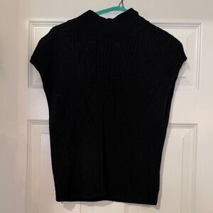 Express Black Cable-Knit Sleeveless Turtleneck Sweater